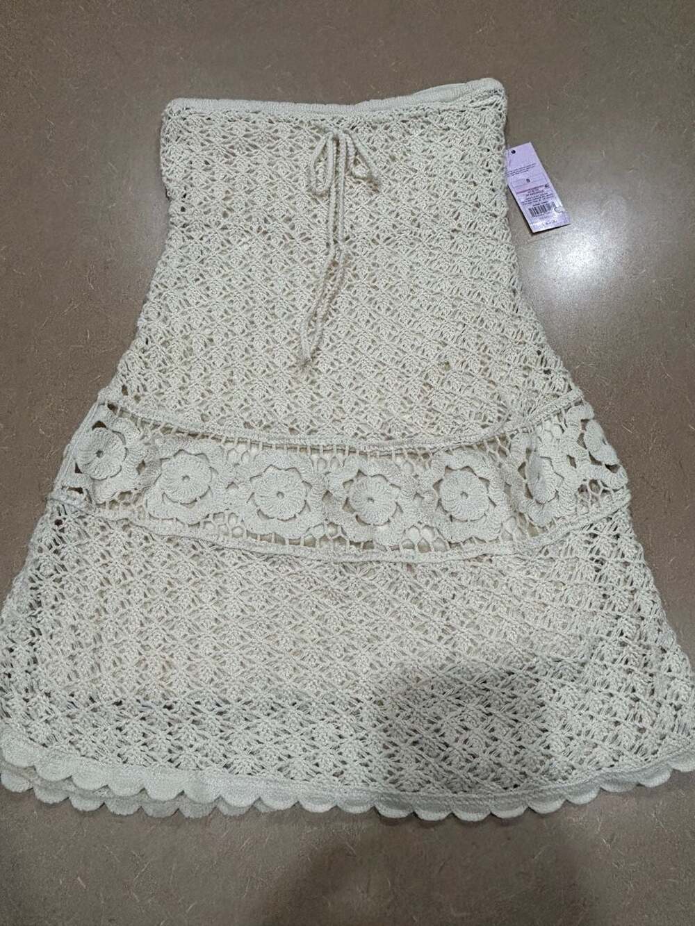 wild fable Cream Crochet Strapless Mini Dress